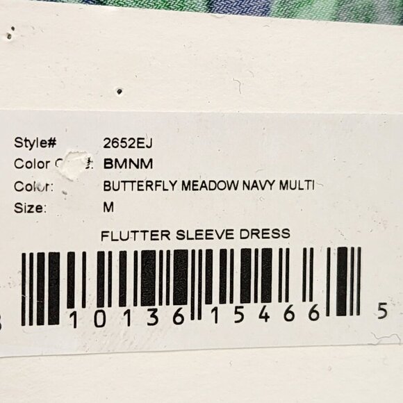 Leota Women's Flutter Sleeve Dress Butterfly Meadow Navy Multi Sz M - Picture 10 of 10